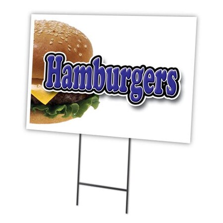 Signmission Hamburger Yard Sign & Stake outdoor plastic coroplast window, C-1216 Hamburger C-1216 Hamburger